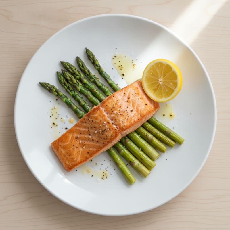 Pan-Seared Salmon with Roasted Asparagus