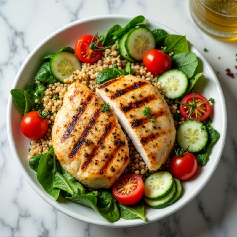 Grilled Chicken and Quinoa Spinach Salad