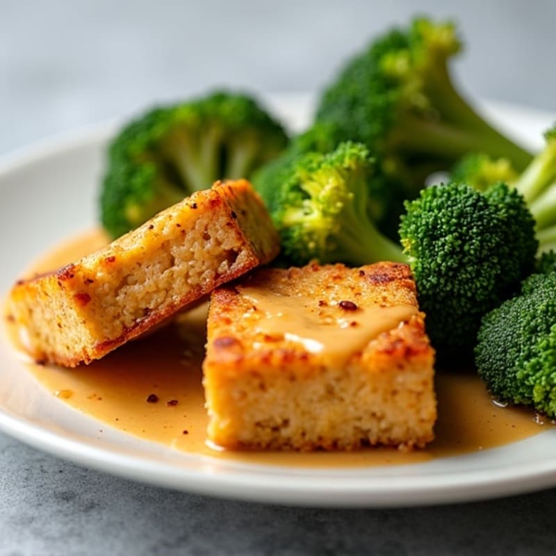 Crispy Baked Peanut Tofu with Roasted Broccoli