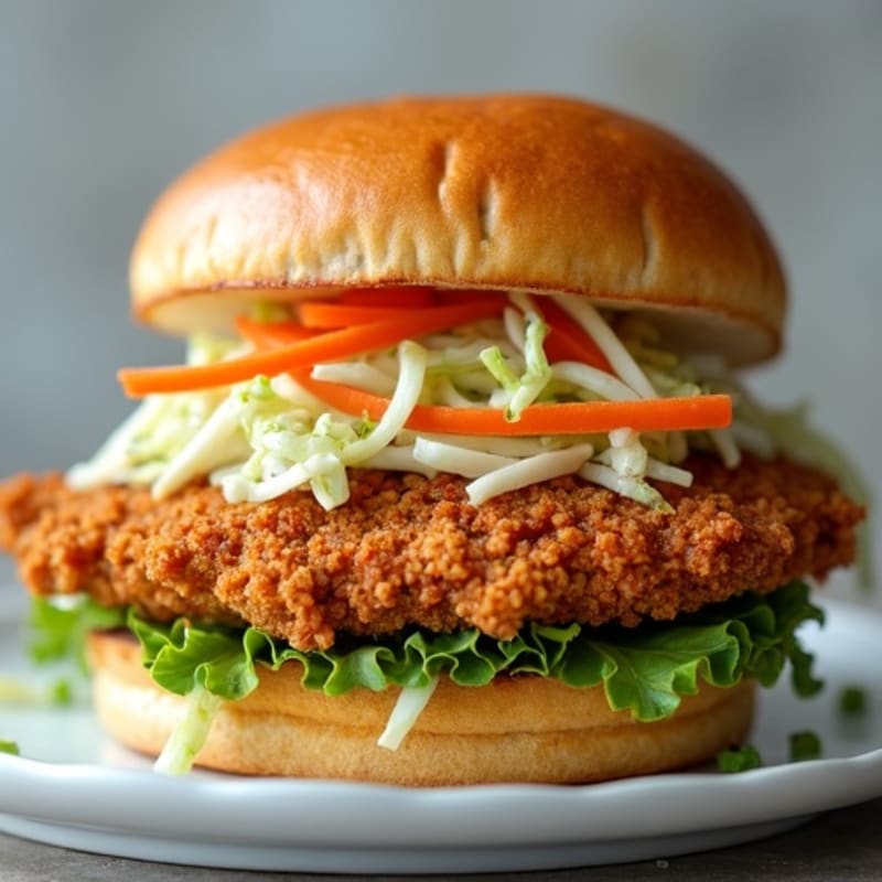 Crispy Air-Fried Chicken Sandwich with Fresh Slaw