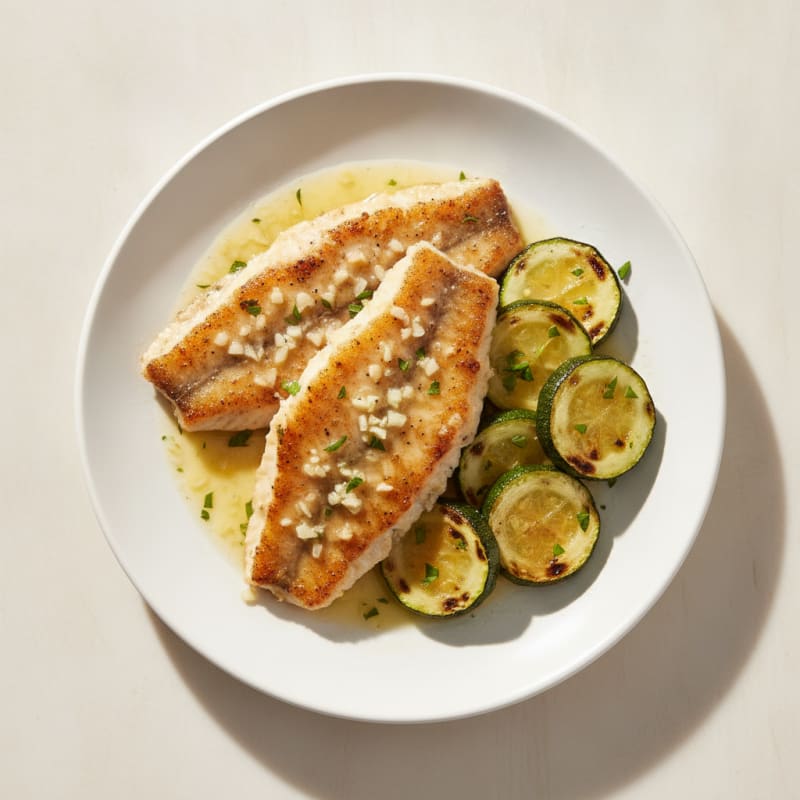 Garlic Seared Tilapia with Roasted Zucchini