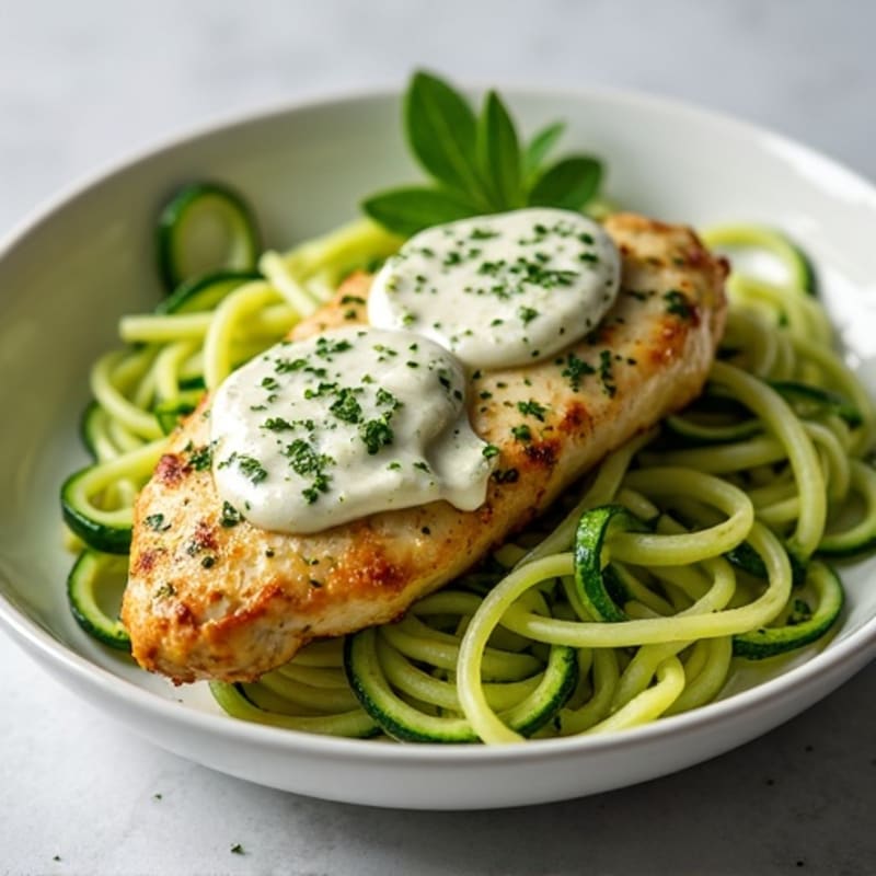 Creamy Pesto Chicken with Zucchini Noodles