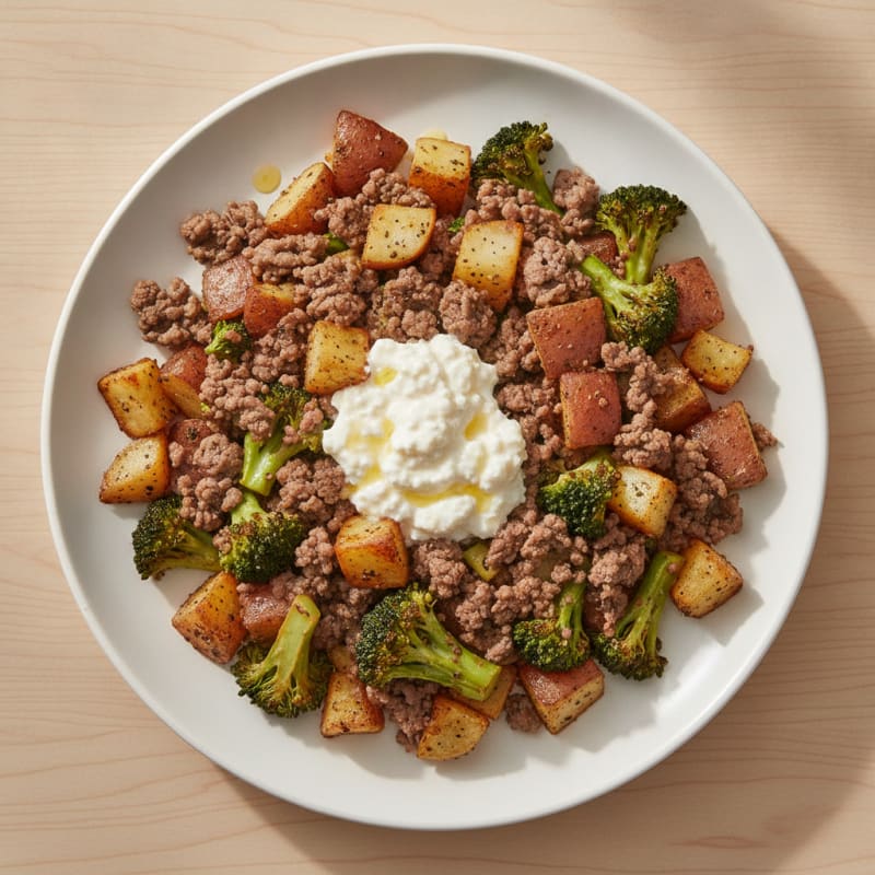 Ground Beef and Roasted Broccoli Potato Skillet
