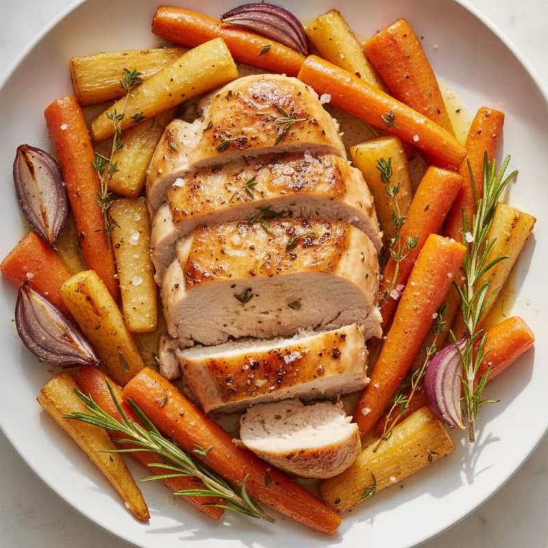 Garlic Herb Roasted Chicken with Root Vegetables