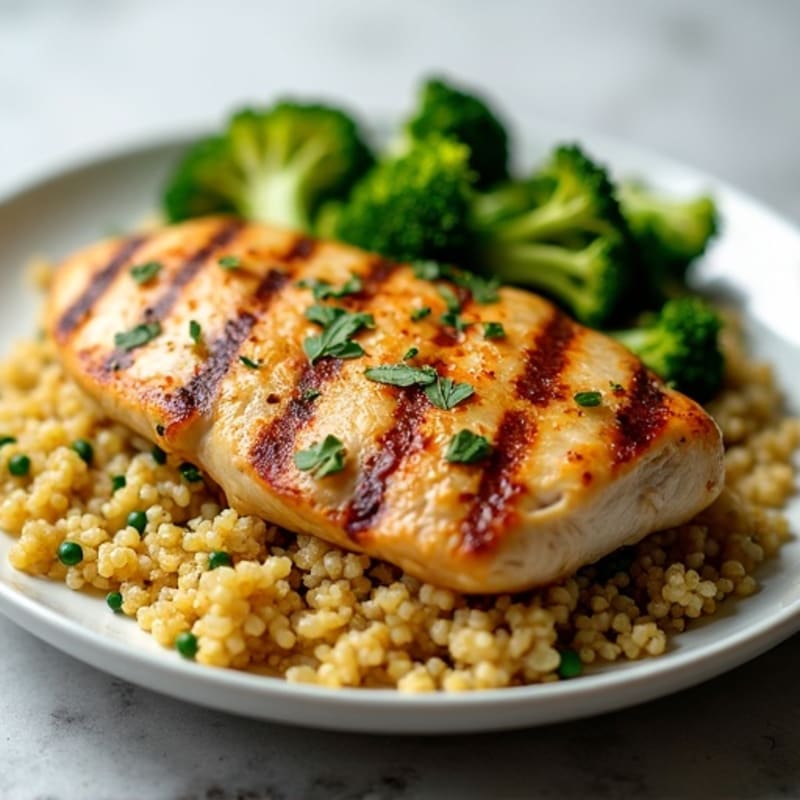 Grilled Chicken Breast with Roasted Broccoli and Quinoa