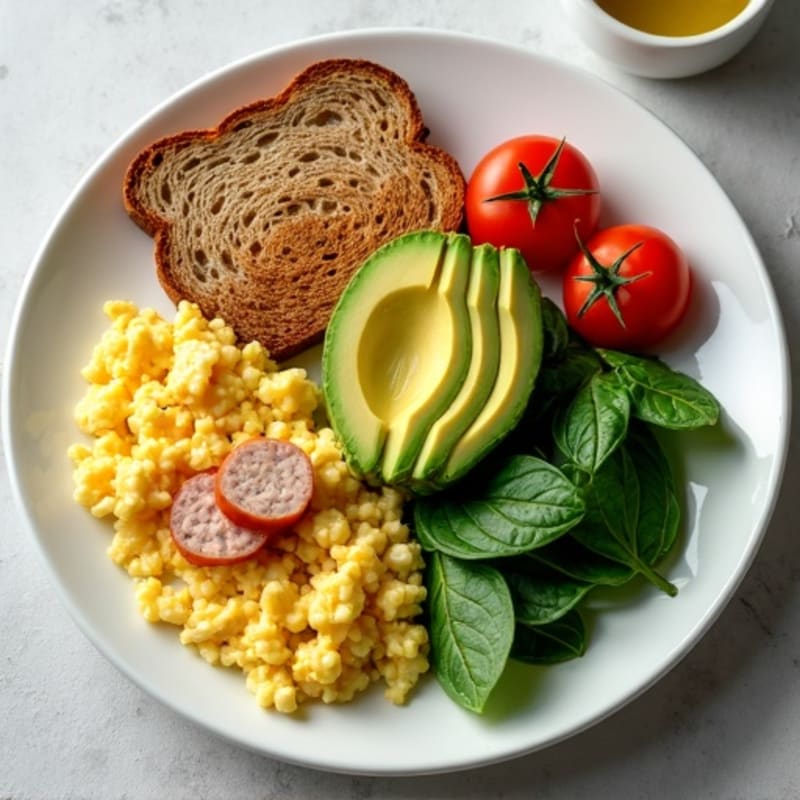 Egg White Scramble with Turkey Sausage and Spinach