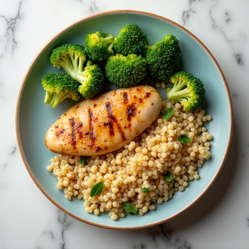 Grilled Chicken Breast with Quinoa and Steamed Broccoli