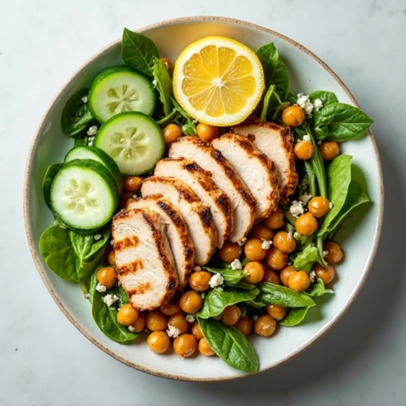 Grilled Turkey Breast Salad with Chickpeas and Crunchy Cucumber