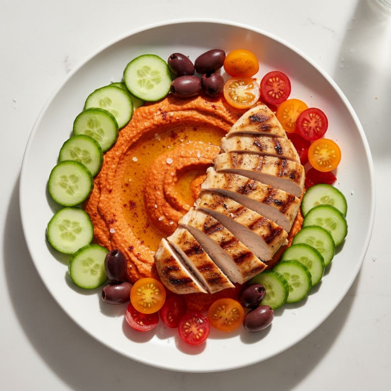 Creamy Roasted Red Pepper Hummus Platter