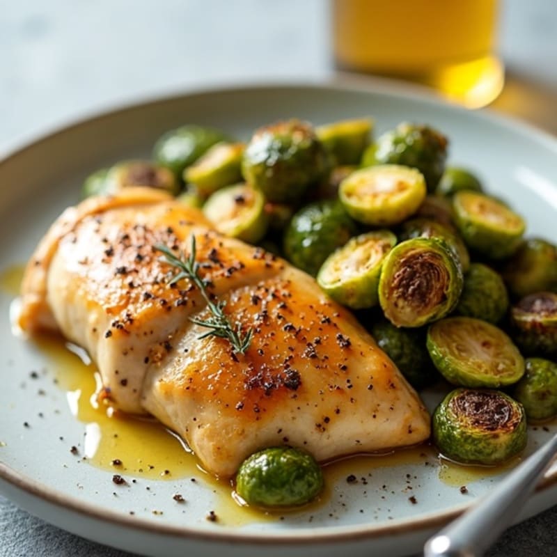 Lemon Herb Roasted Chicken with Crispy Brussels Sprouts