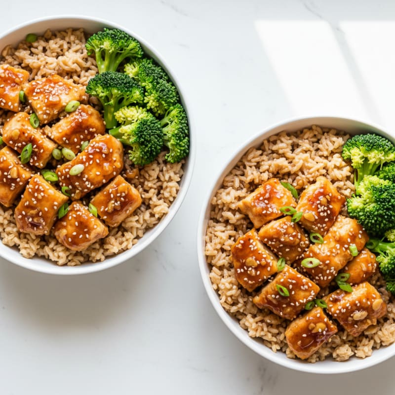Crispy Honey-Garlic Chicken Bowls