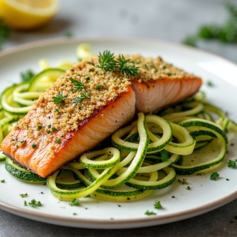 Herb-Crusted Salmon with Lemon Zucchini Noodles