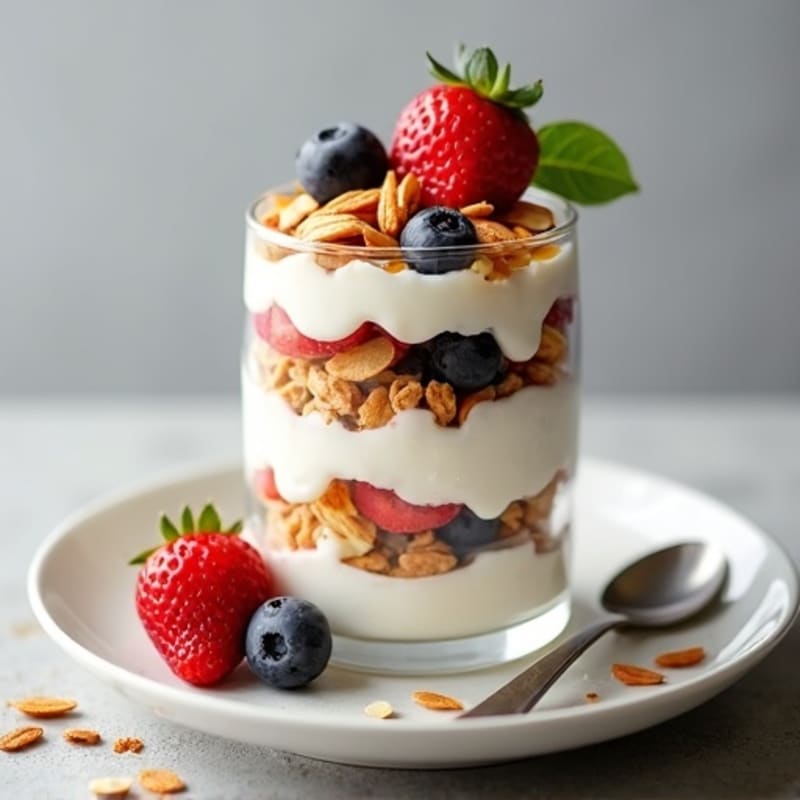Creamy Greek Yogurt Protein Parfait with Chopped Chicken and Almonds