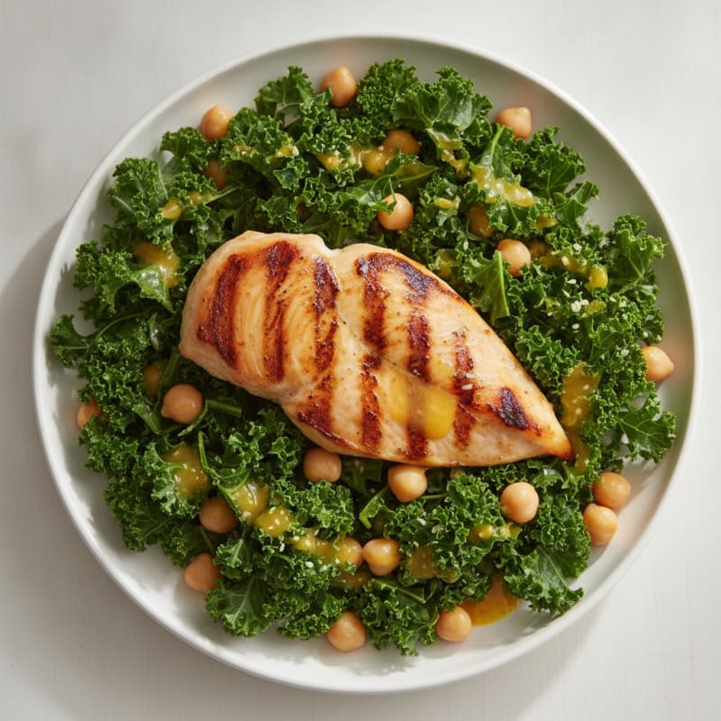 Grilled Chicken Breast with Crunchy Kale Salad