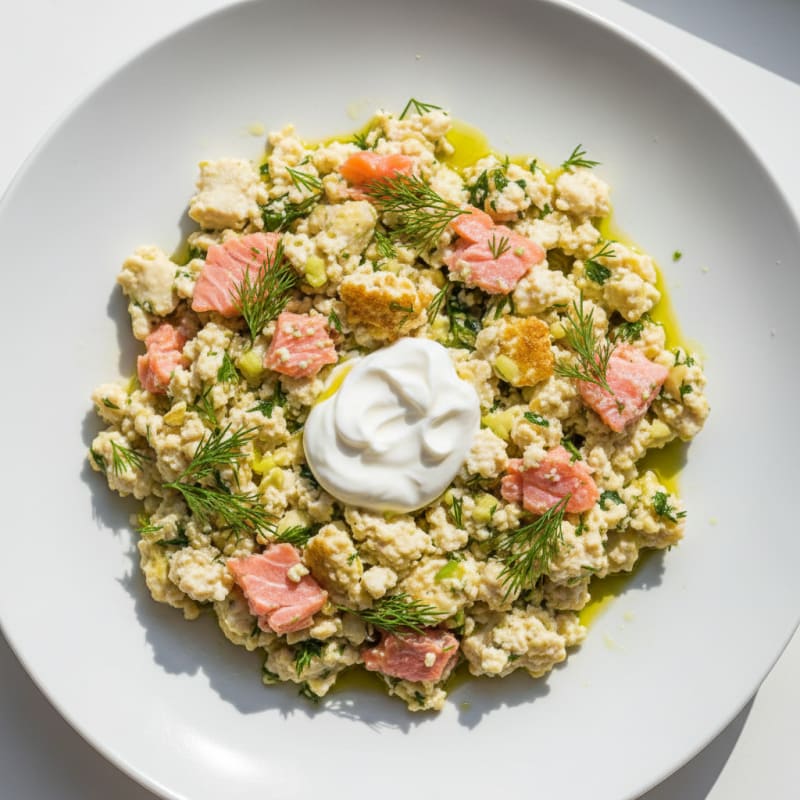 Silky Tofu and Smoked Salmon Scramble with Fresh Herbs