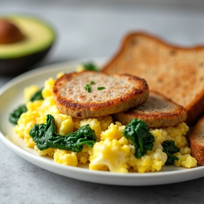 Egg White and Turkey Sausage Scramble with Spinach