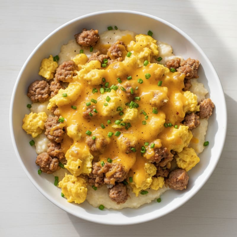 Pork Sausage and Grits Scramble