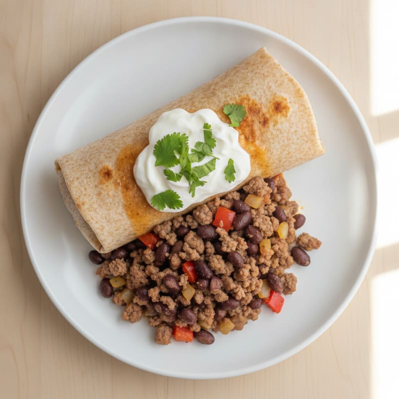 Ground Beef Burrito with Black Beans