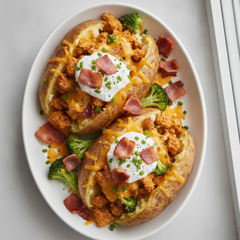 Loaded Baked Potatoes with Crispy Bacon