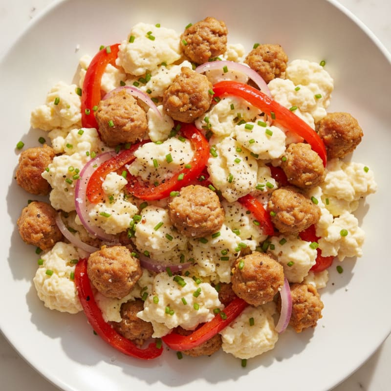 Egg White Scramble with Turkey Sausage