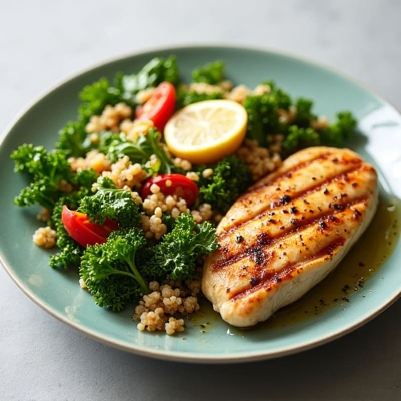 Grilled Chicken Breast with Crunchy Kale and Quinoa Salad