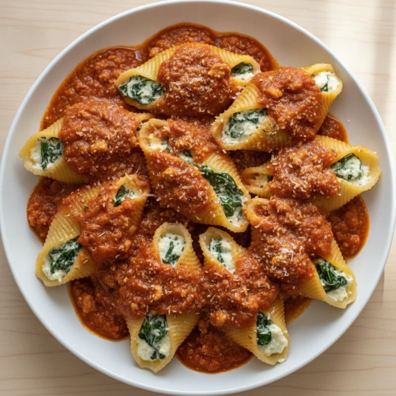 Spinach Ricotta Stuffed Pasta Shells