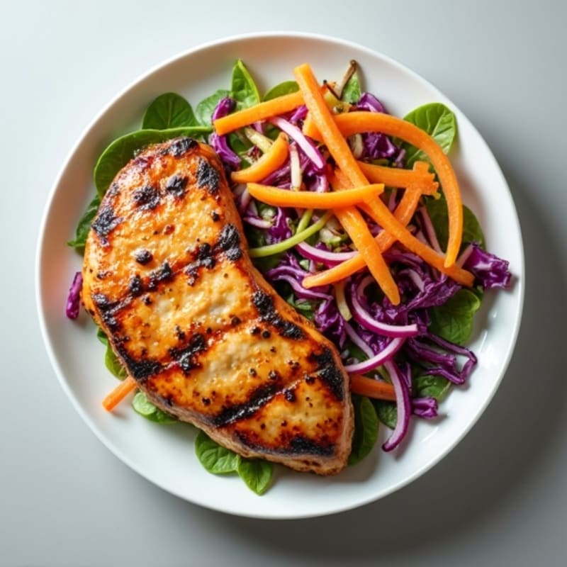 Grilled Chicken Breast with Crunchy Cabbage Slaw