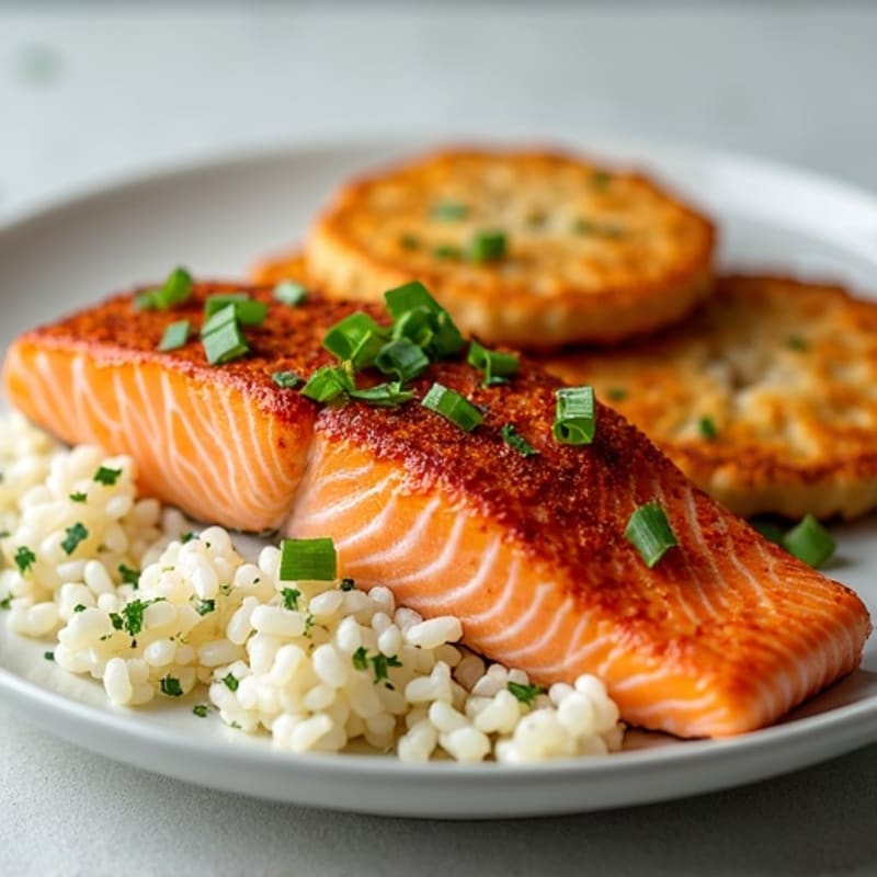 Spicy Salmon with Crispy Rice Cakes