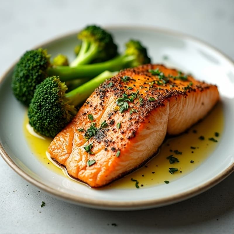 Herb-Crusted Baked Salmon with Roasted Broccoli