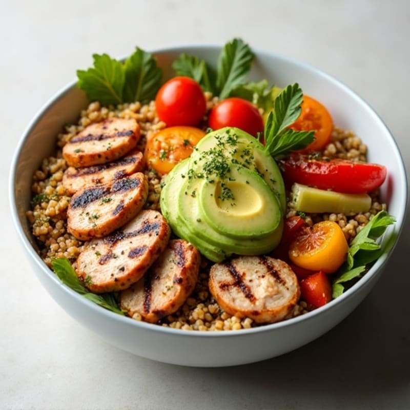 Grilled Chicken and Quinoa Bowl with Roasted Vegetables
