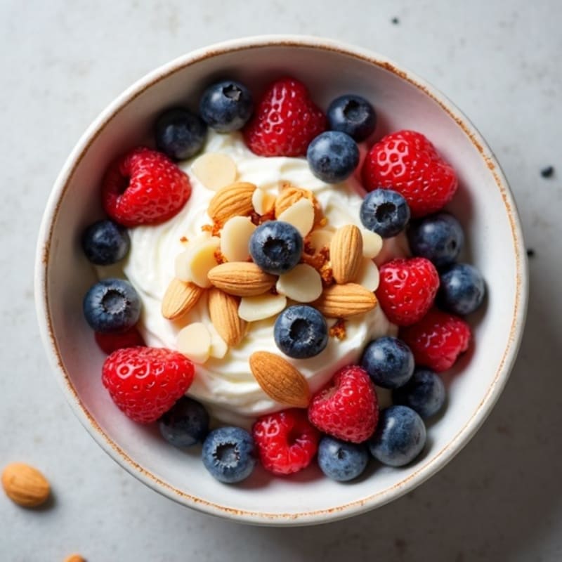 Cottage Cheese and Berry Protein Bowl with Almonds