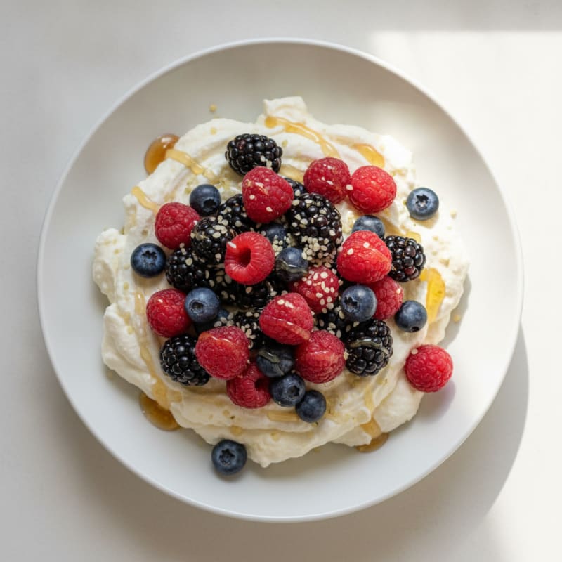 Greek Yogurt Protein Mousse with Mixed Berries