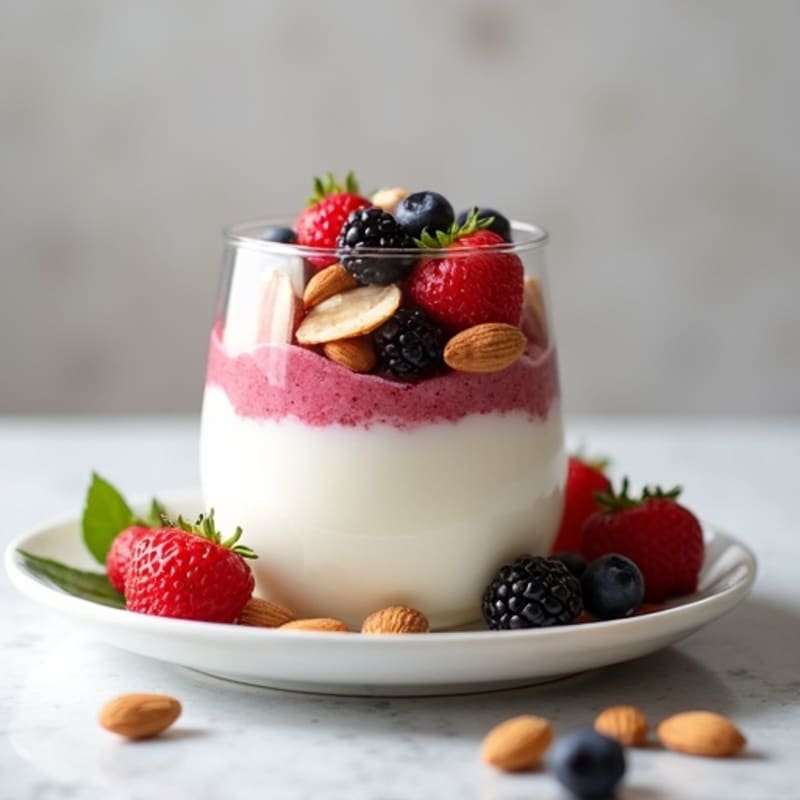Creamy Greek Yogurt Protein Parfait with Mixed Berries and Almonds