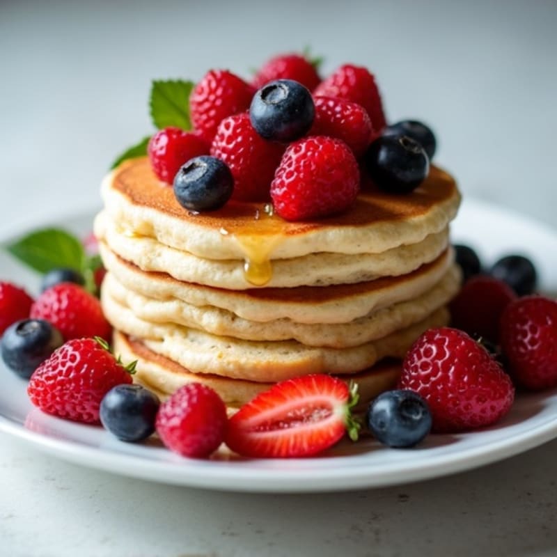 Fluffy Protein Pancakes with Fresh Berries