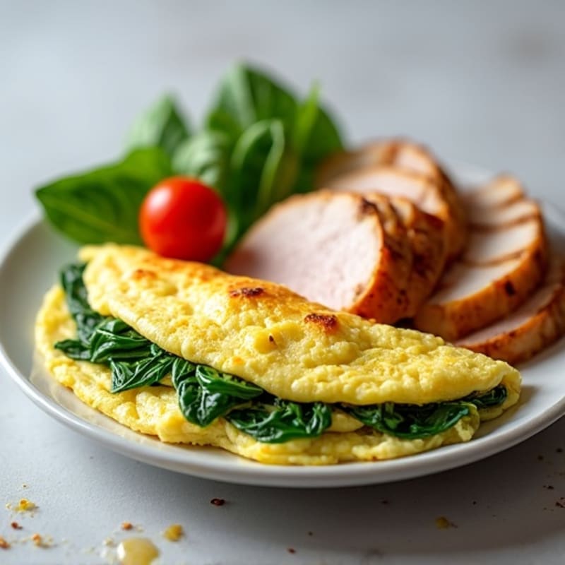 Egg White Spinach Omelette with Grilled Turkey Breast