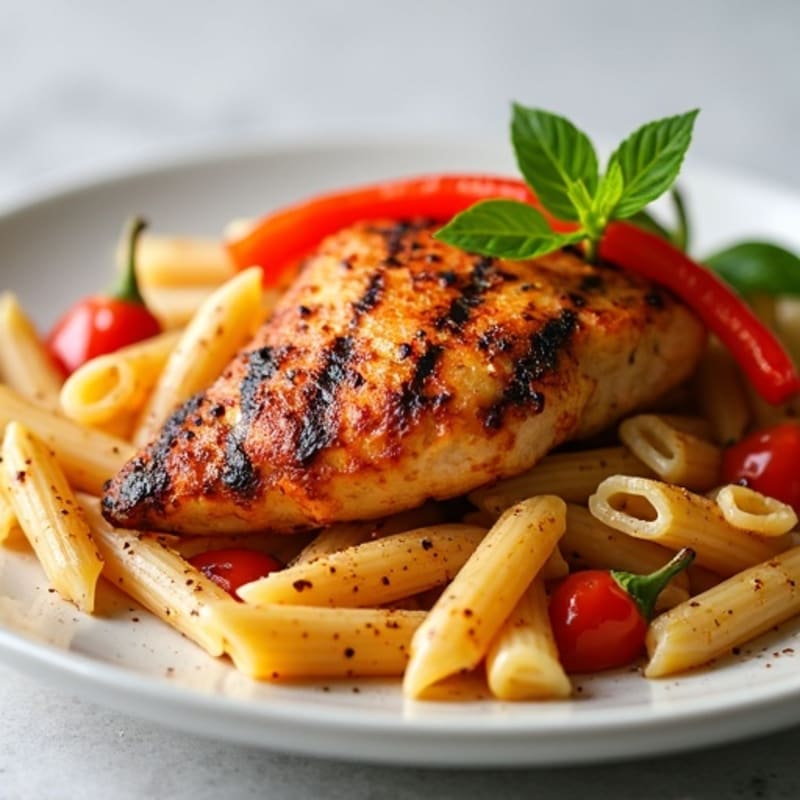 Spicy Cajun Chicken with Creamy Pasta and Fresh Bell Peppers