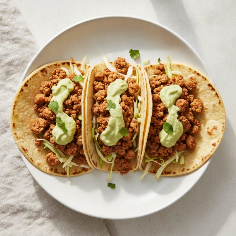 Ground Turkey Tacos with Avocado Crema
