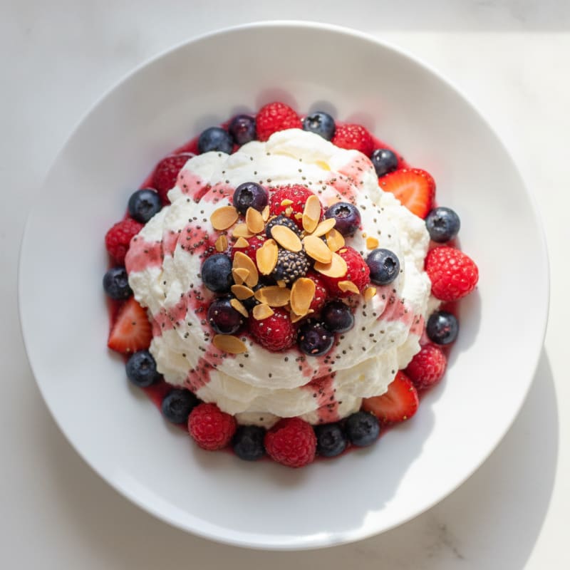 Greek Yogurt Protein Mousse with Mixed Berries