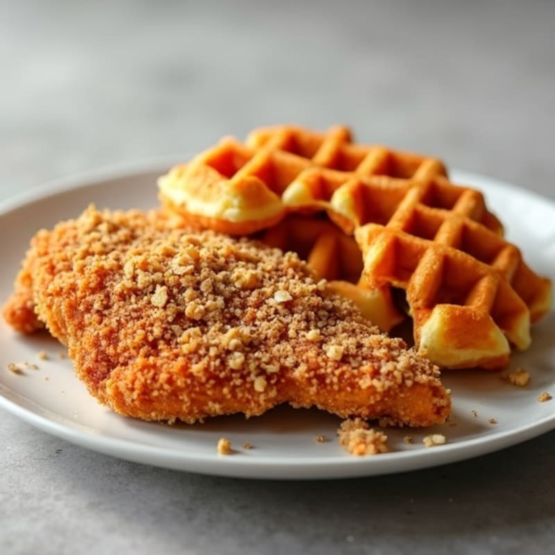 Crispy Almond-Crusted Chicken with Golden Sweet Potato Waffles