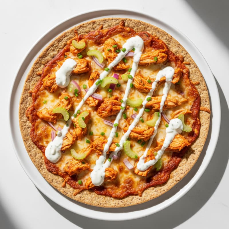 Buffalo Chicken Pizza with Ranch Drizzle