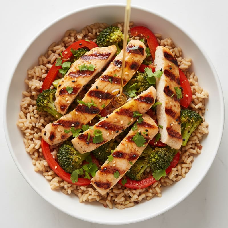 Grilled Chicken and Veggie Rice Bowl