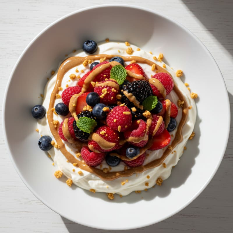 Creamy Greek Yogurt Protein Mousse with Mixed Berries