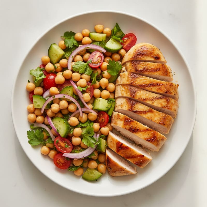 Grilled Chicken Breast with Crunchy Chickpea Salad