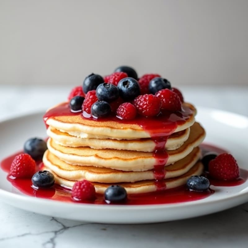 Fluffy Egg White Protein Pancakes with Berry Compote