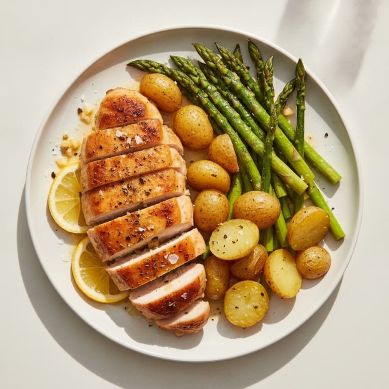 Lemon Herb Roasted Chicken with Asparagus