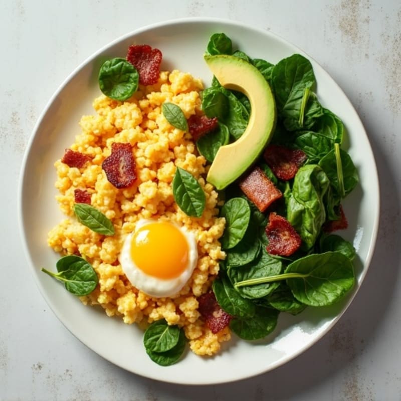 Egg White Scramble with Spinach and Turkey Bacon