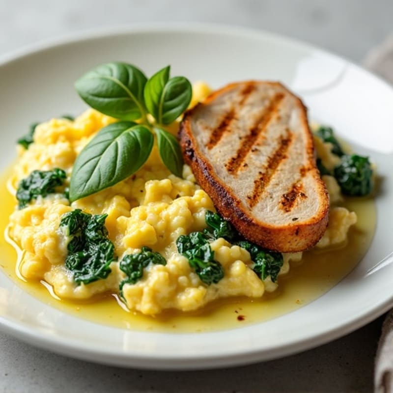 Egg White and Spinach Scramble with Grilled Turkey Breast