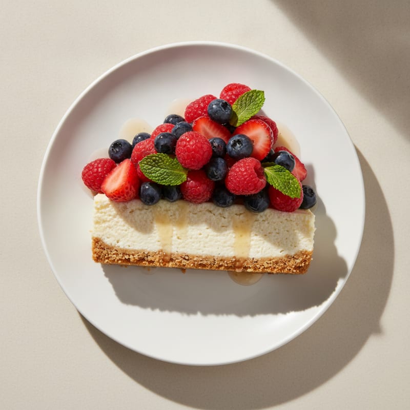 Greek Yogurt Protein Cheesecake with Fresh Berries