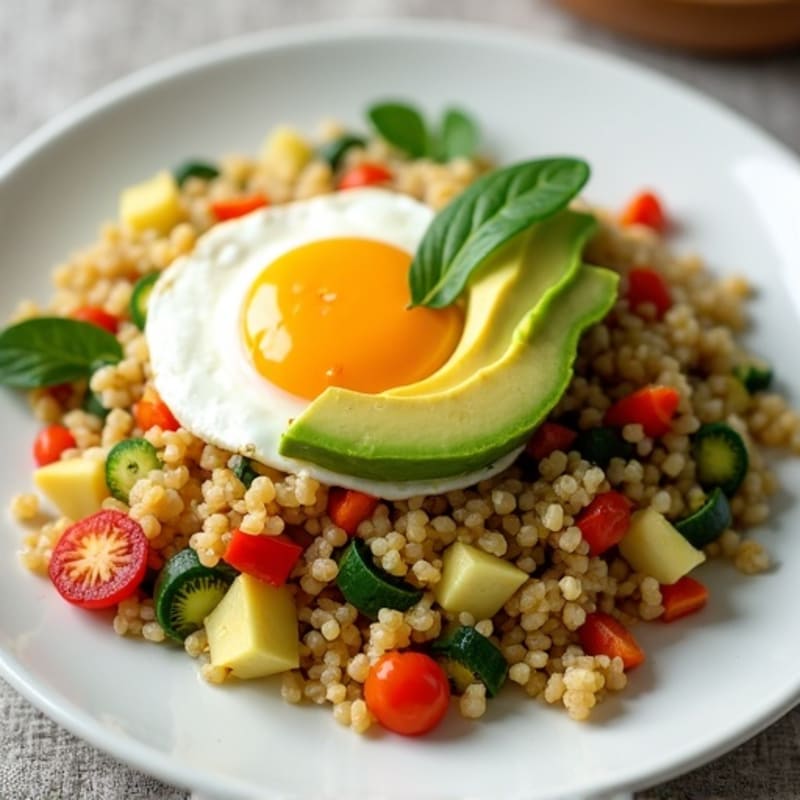 Egg White Veggie Scramble with Quinoa and Avocado