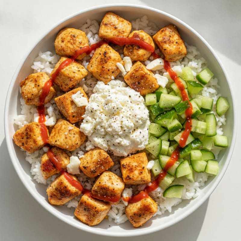 Cottage Cheese Bowl with Cucumbers